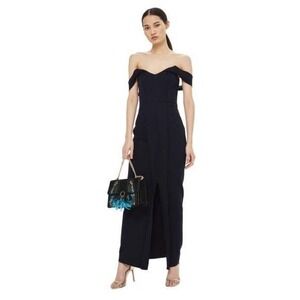 TopShop Crepe Bardot Slit Maxi Dress Gown